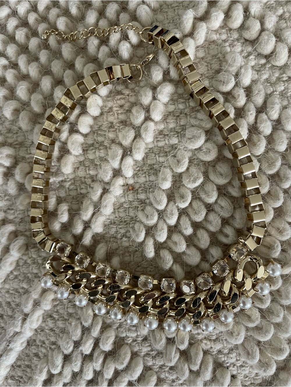 Gold Crystal & Pearl Statement Necklace for Women
